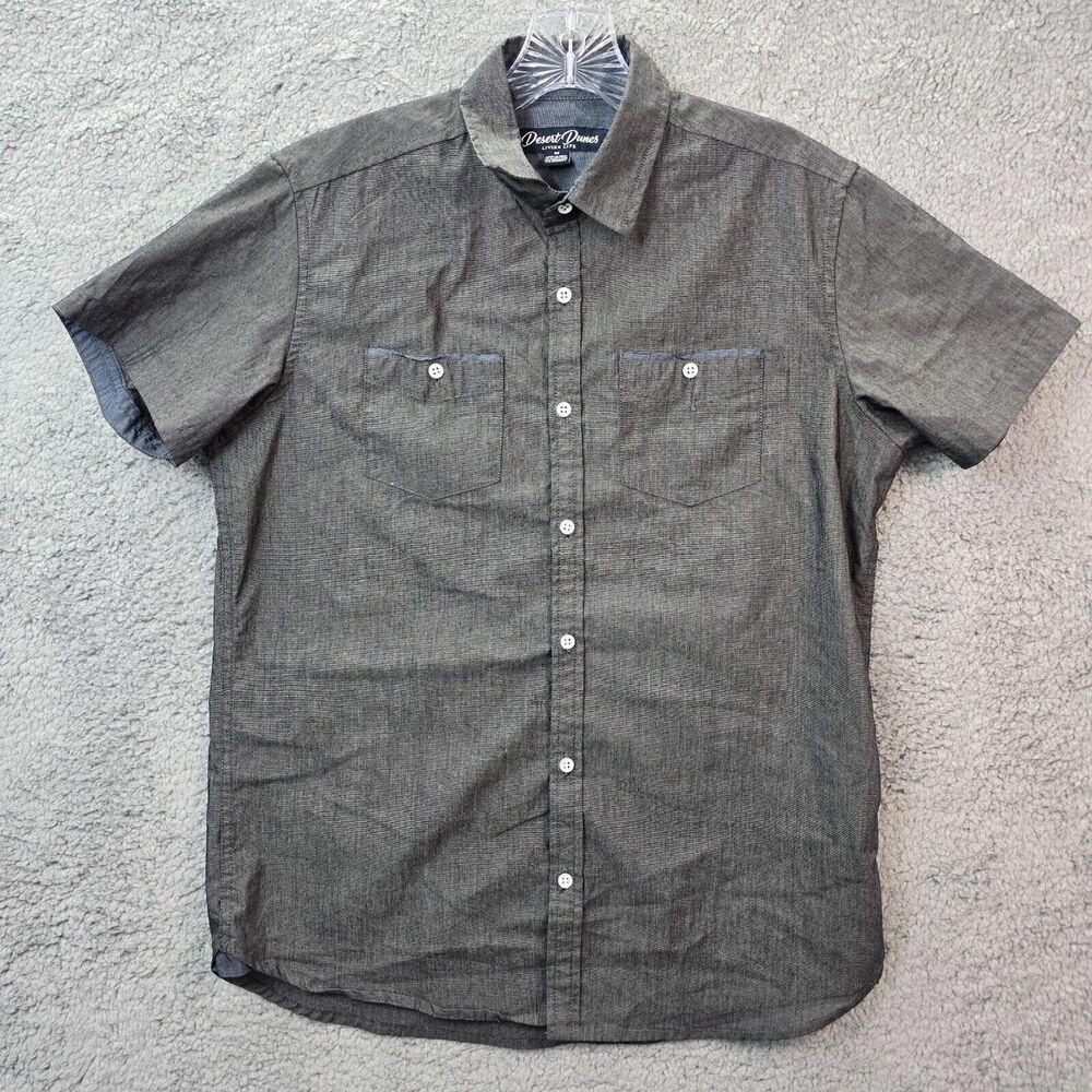 Desert Dunes Men's Gray Button Up Short Sleeve Shirt Size M
